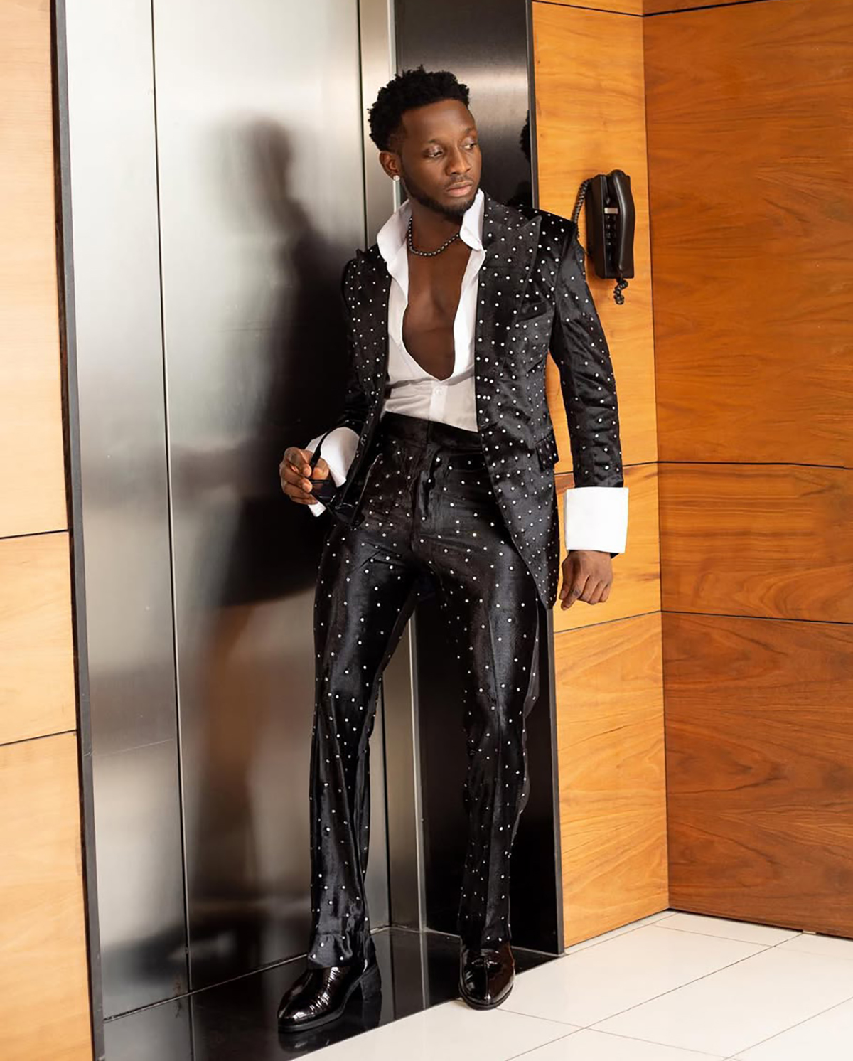 Men'S Grooming Spot - Spotted Pattern Fabric Satin Wedding Besopke