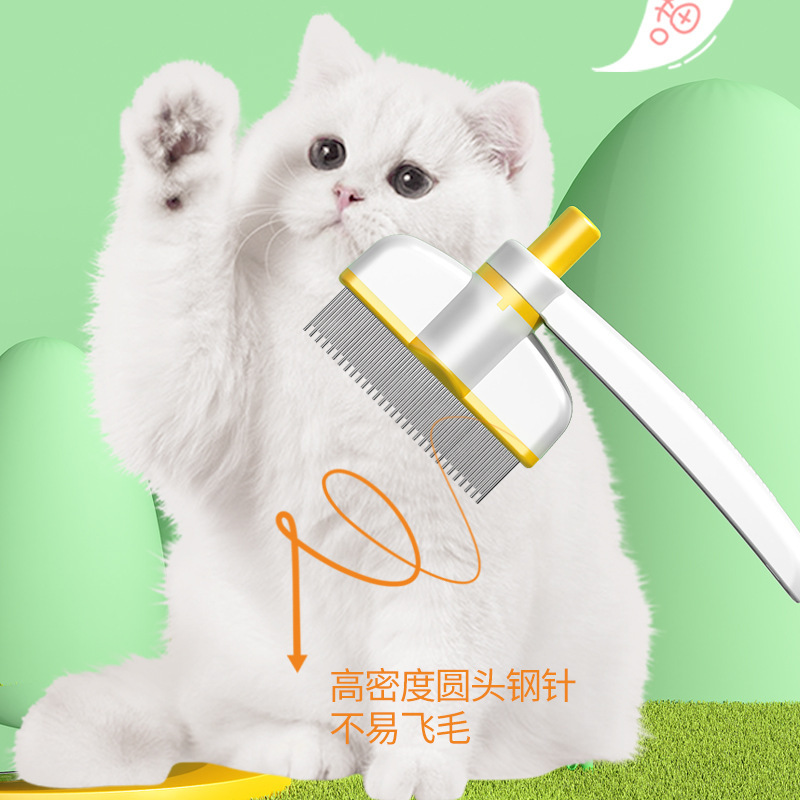 Comb Fine Tooth - Self-Cleaning Grooming Brush for Pets. Removes