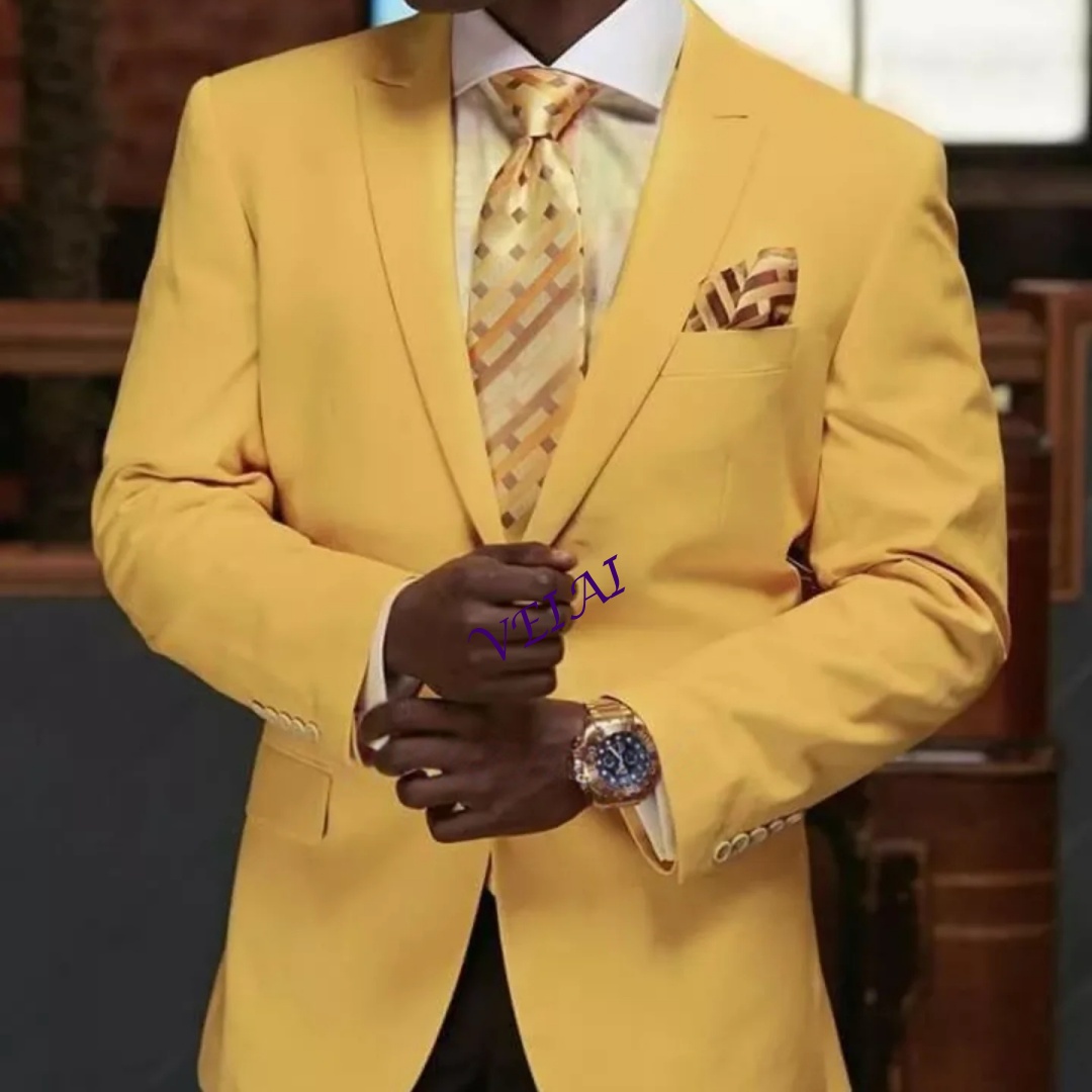 Men'S Grooming Daily - Formal Wedding Men's Suits Yellow Slim