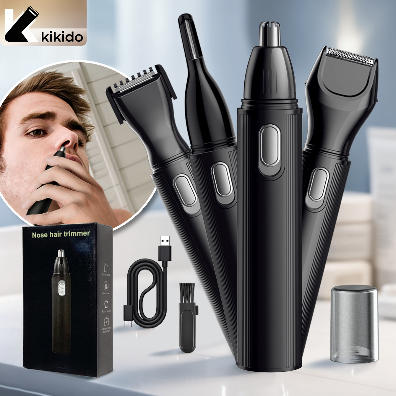 Mens Grooming Tools - KIKIDO 4 in 1 Nose Hair