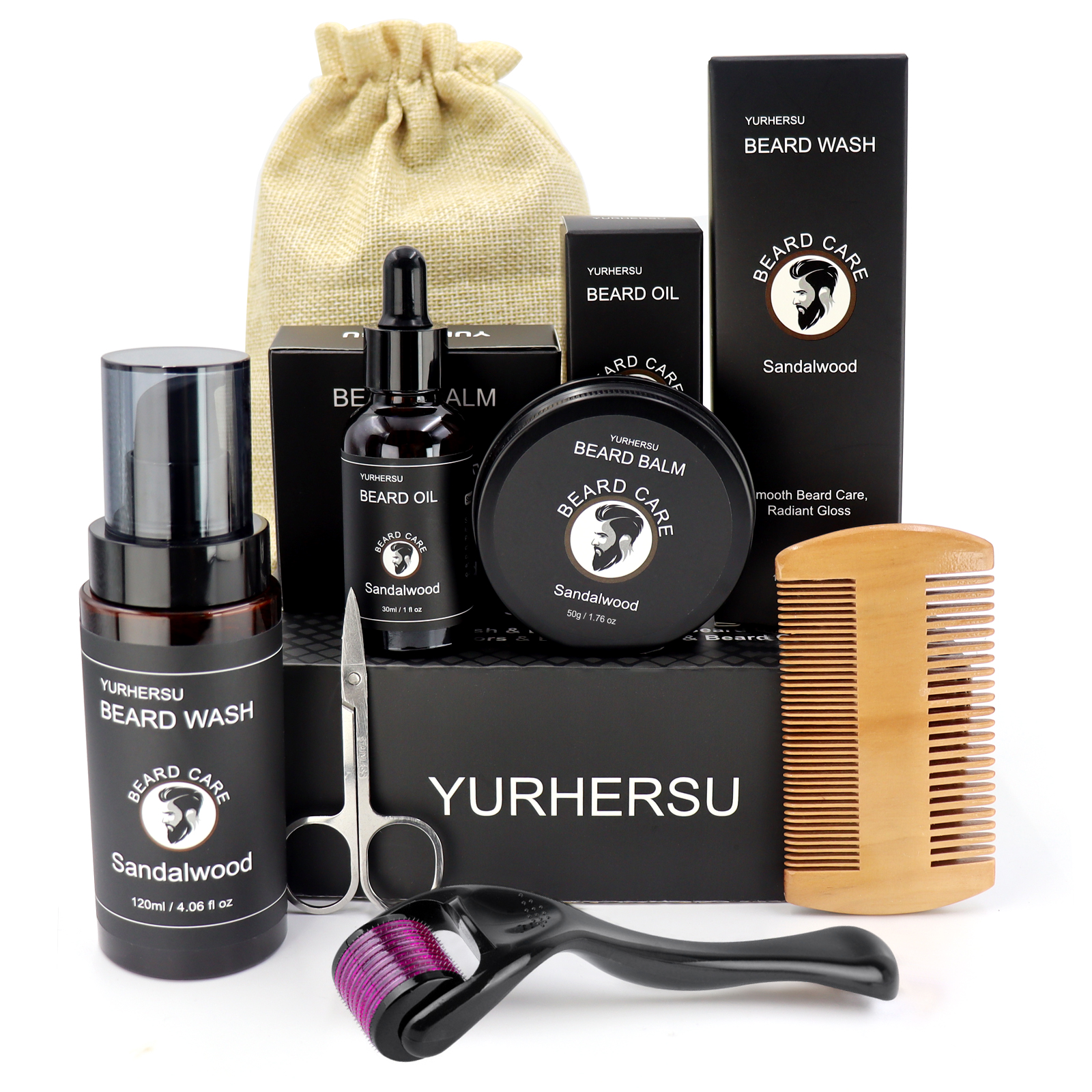 Men'S Grooming Brush - 7Pcs Beard Care Kit for Men,