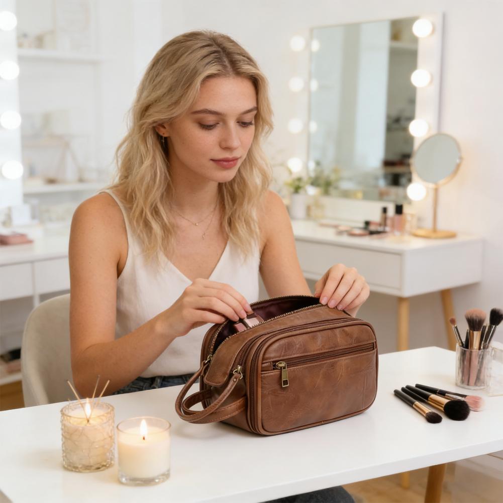 Travel Makeup Bag Faux Leather - Men'S Grooming Bag recensie en prijs