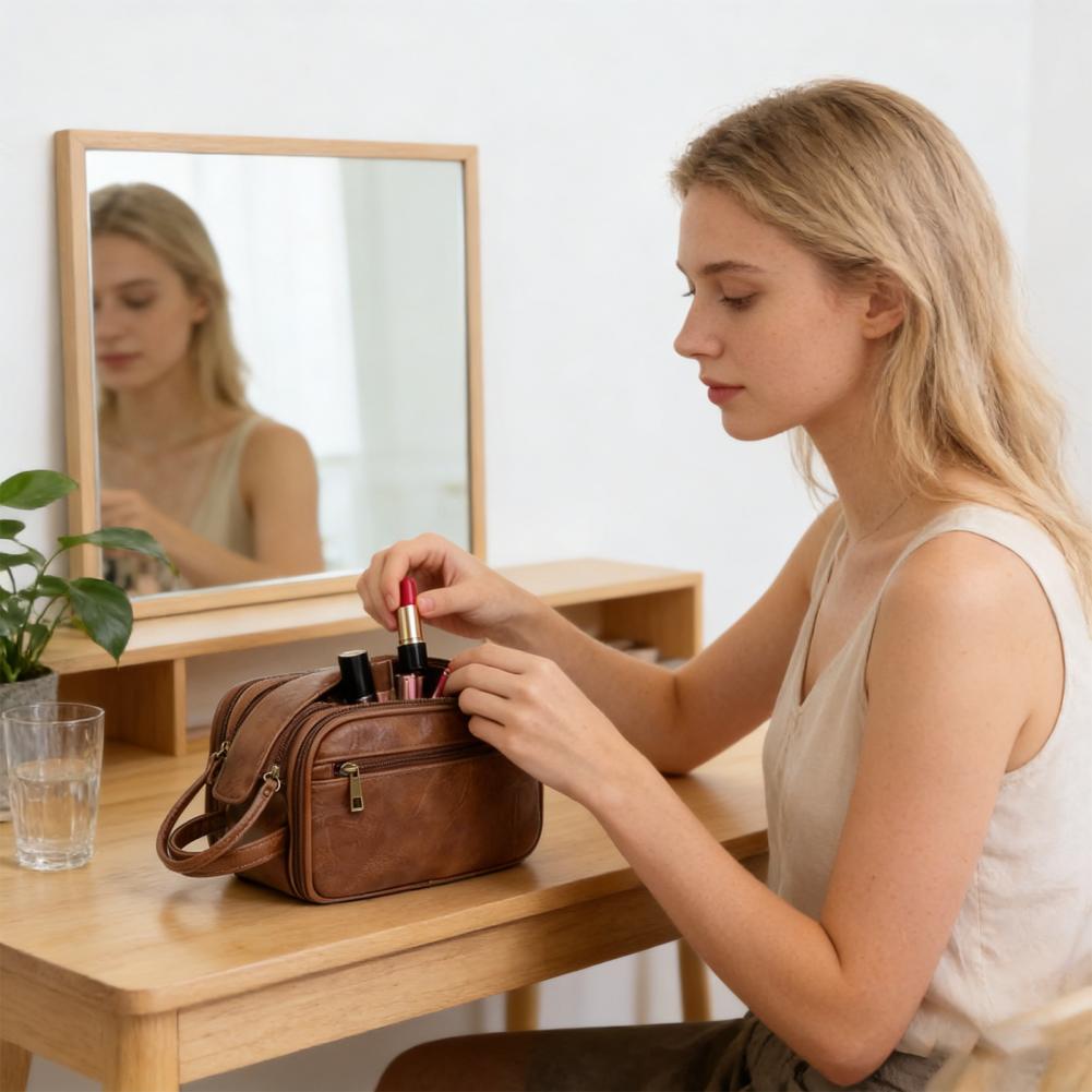 Travel Makeup Bag Faux Leather - Men'S Grooming Bag recensie en prijs
