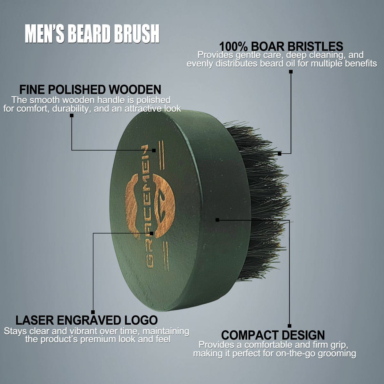Round Beard Brush for Men – 10 - Men'S Grooming Brush recensie en prijs