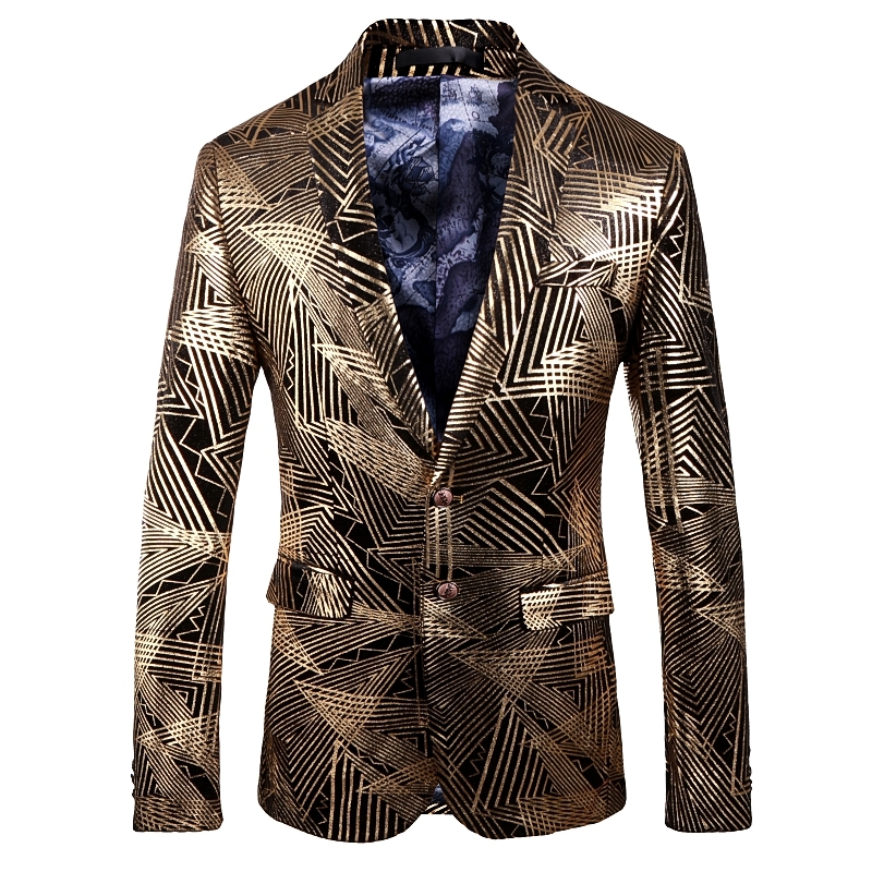 Luxury Gold Striped Print Blaz - Men'S Grooming Club recensie en prijs
