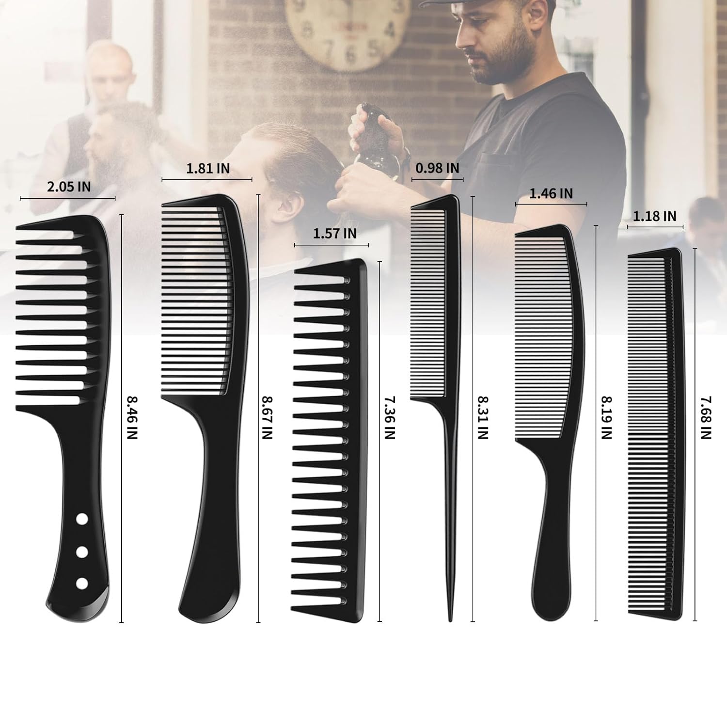 6 PCS Hair Comb Set Black, Dur - Comb Fine Tooth recensie en prijs