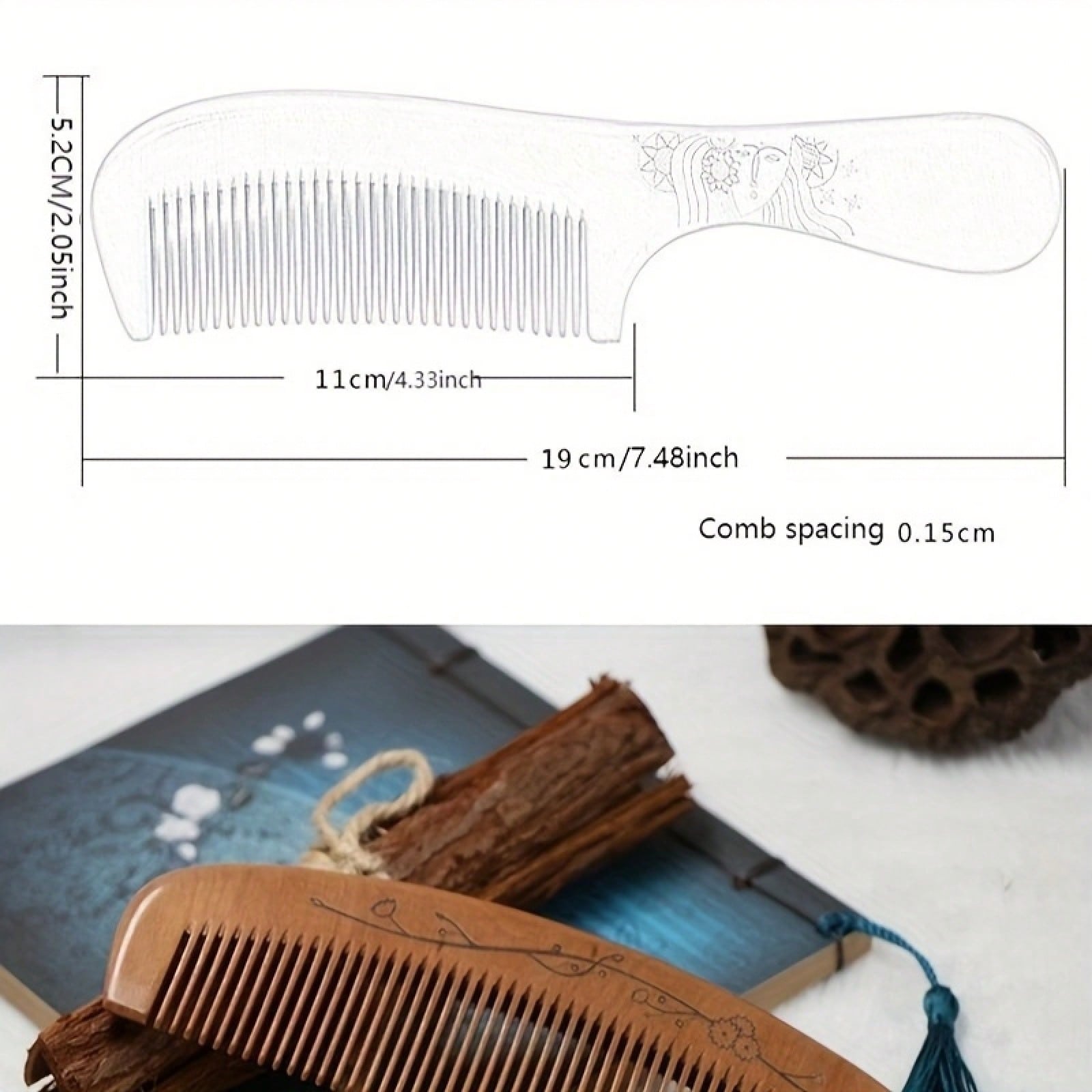Natural Solid Wood Sandalwood  - Comb Fine Tooth recensie en prijs